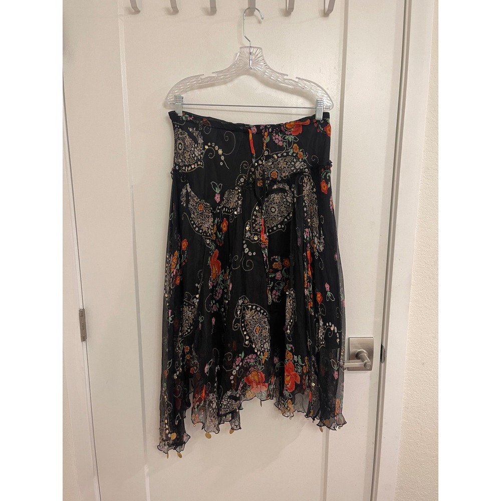 Vintage Y2K Silk Fairycore Whimseygoth Indie Medallion Bells Skirt‎